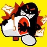 evil cartoon man taking mail