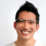 man wearing Google Glass