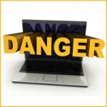 laptop that says danger