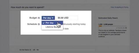 Facebook Per Day budget screenshot