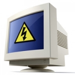 computer depicting warning sign
