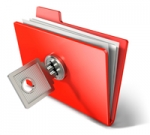 file folder with key unlocking it