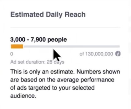Facebook estimated daily reach screenshot