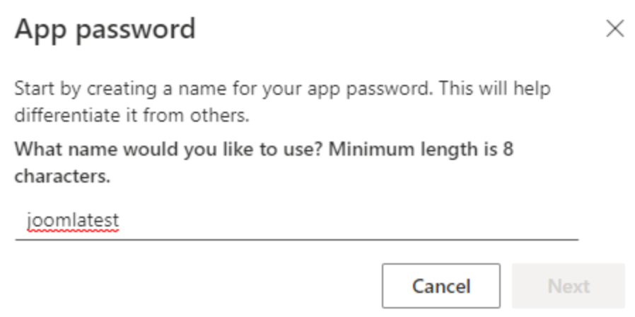 smtp mail office 365 app password naming